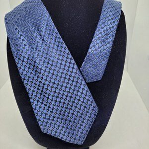 Jones New York Mens Blue Black Checkered Geometric 100% Silk Tie
